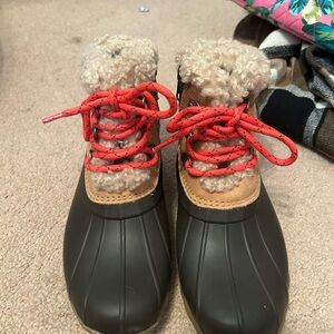 Sperry Black and Tan Kids Snow Boots